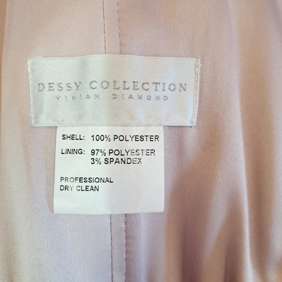 The Dessy Collection One Shoulder Draped Front Slit Maxi Dress Suede Rose Sz 4 - Picture 9 of 12